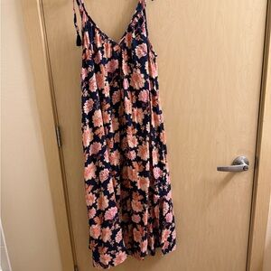 Floral Maxi Dress with Pink and Blue Pattern